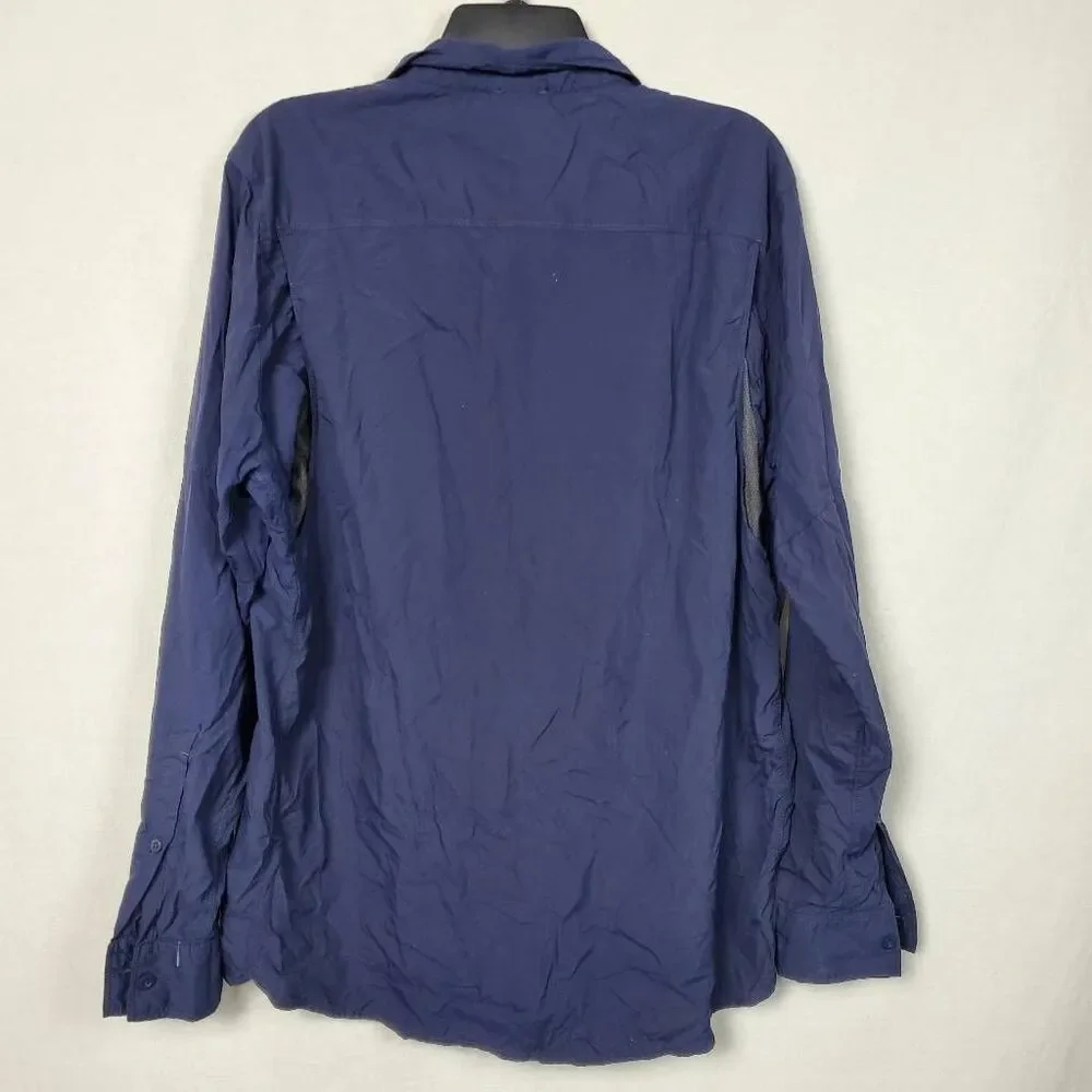 Mens The North Face Large Navy Button Front Fishing Shirt